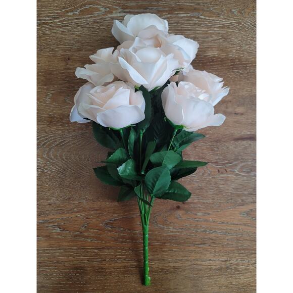 Blush-colored Artificial Rose Bush Bouquet 17"H - Picture 4 of 7